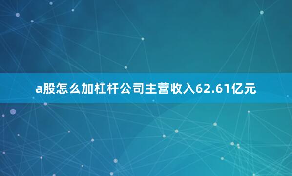 a股怎么加杠杆公司主营收入62.61亿元